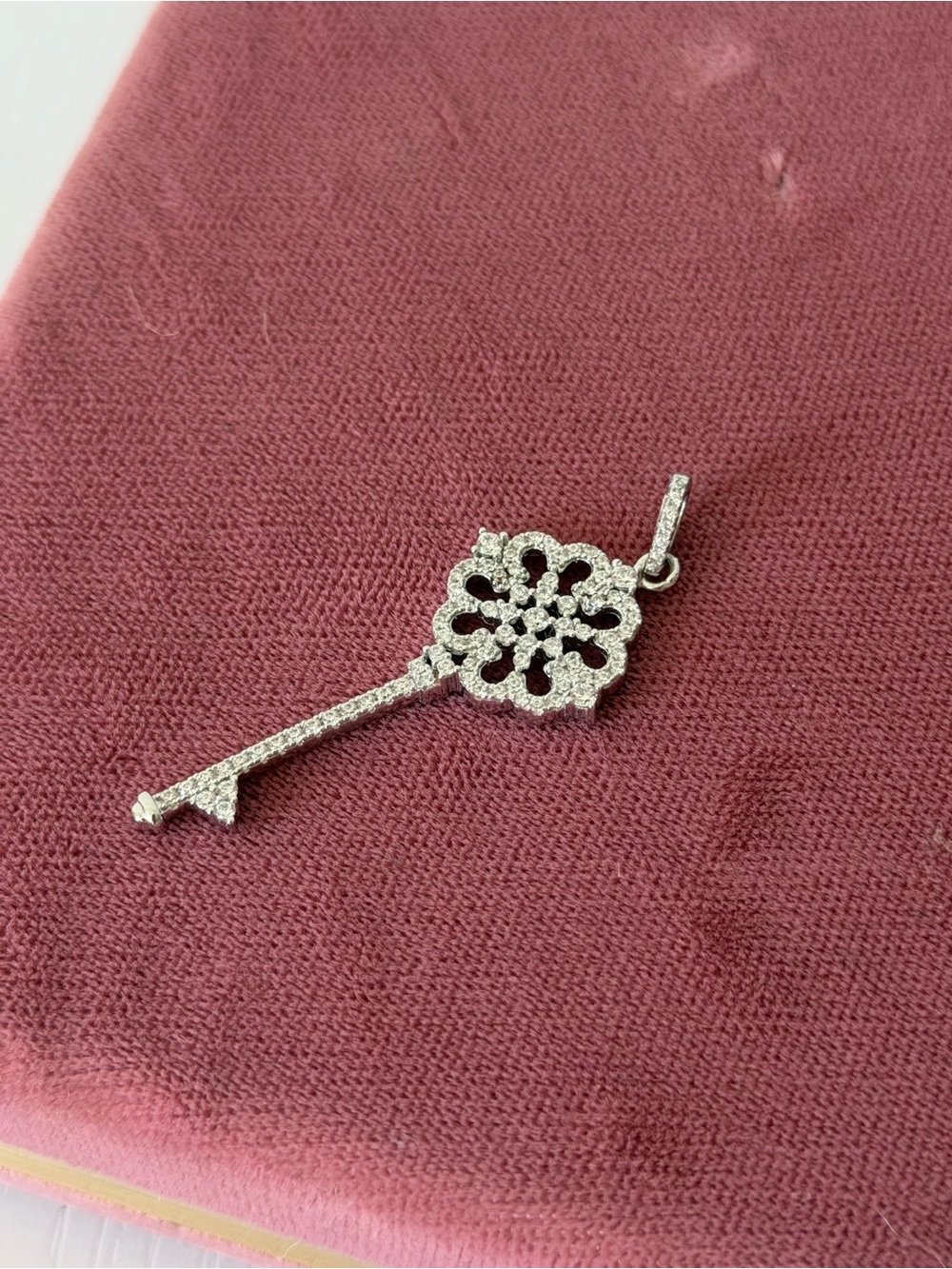 Rhinestone Skeleton Key Pendant Ornate Crystal Statement Jewelry
